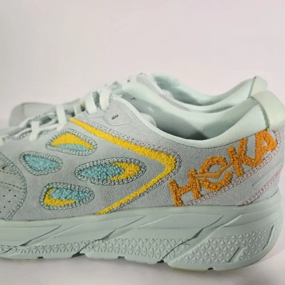 Hoka One One Blue Glass U Clifton L Embroidery Sneaker Shoe Mens 12 Womens 13 - Picture 2 of 8